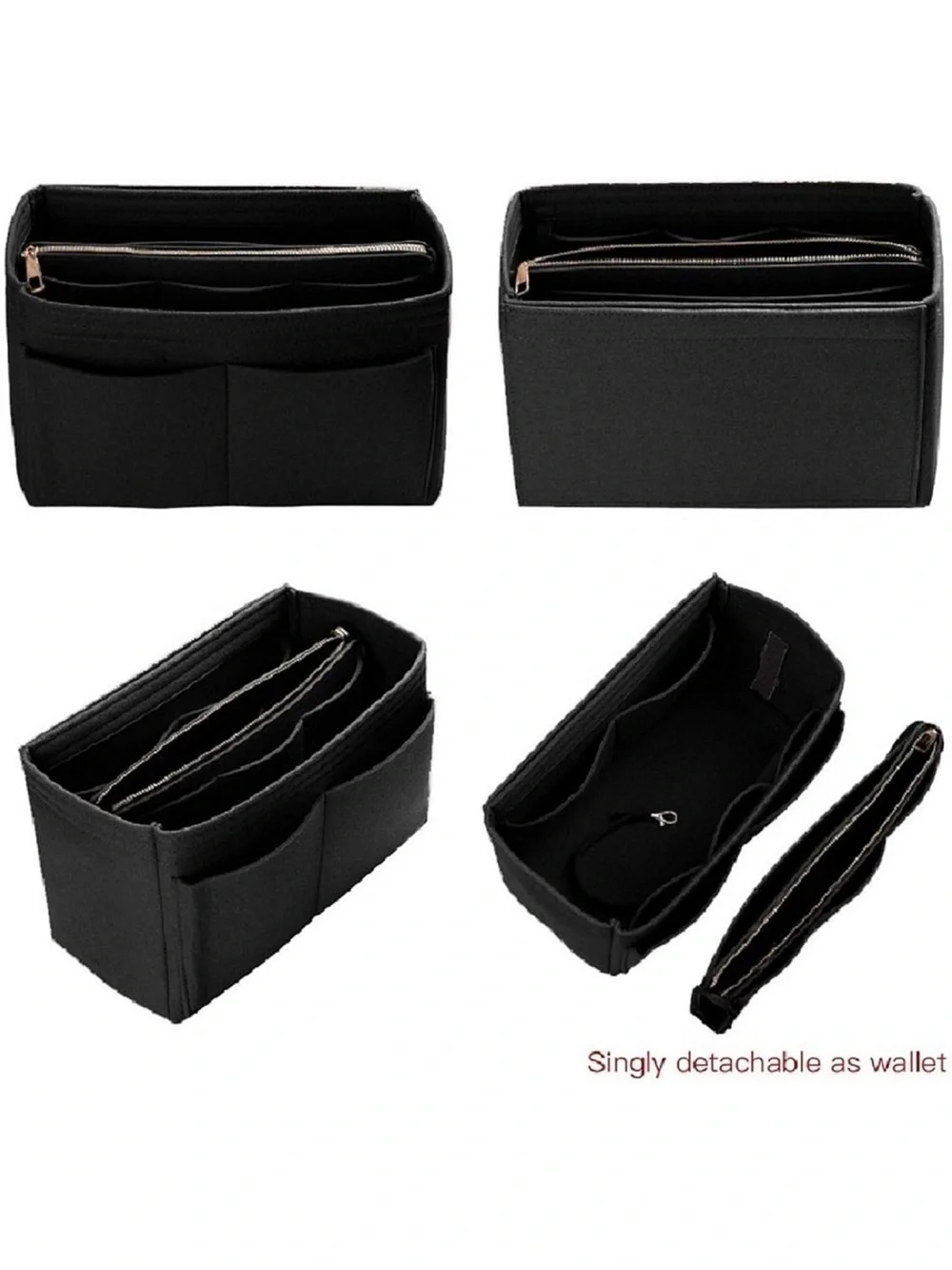 ZTUJO Purse Organizer Insert, Felt Bag Organizer With Metal Zipper 1890/bb9-1
